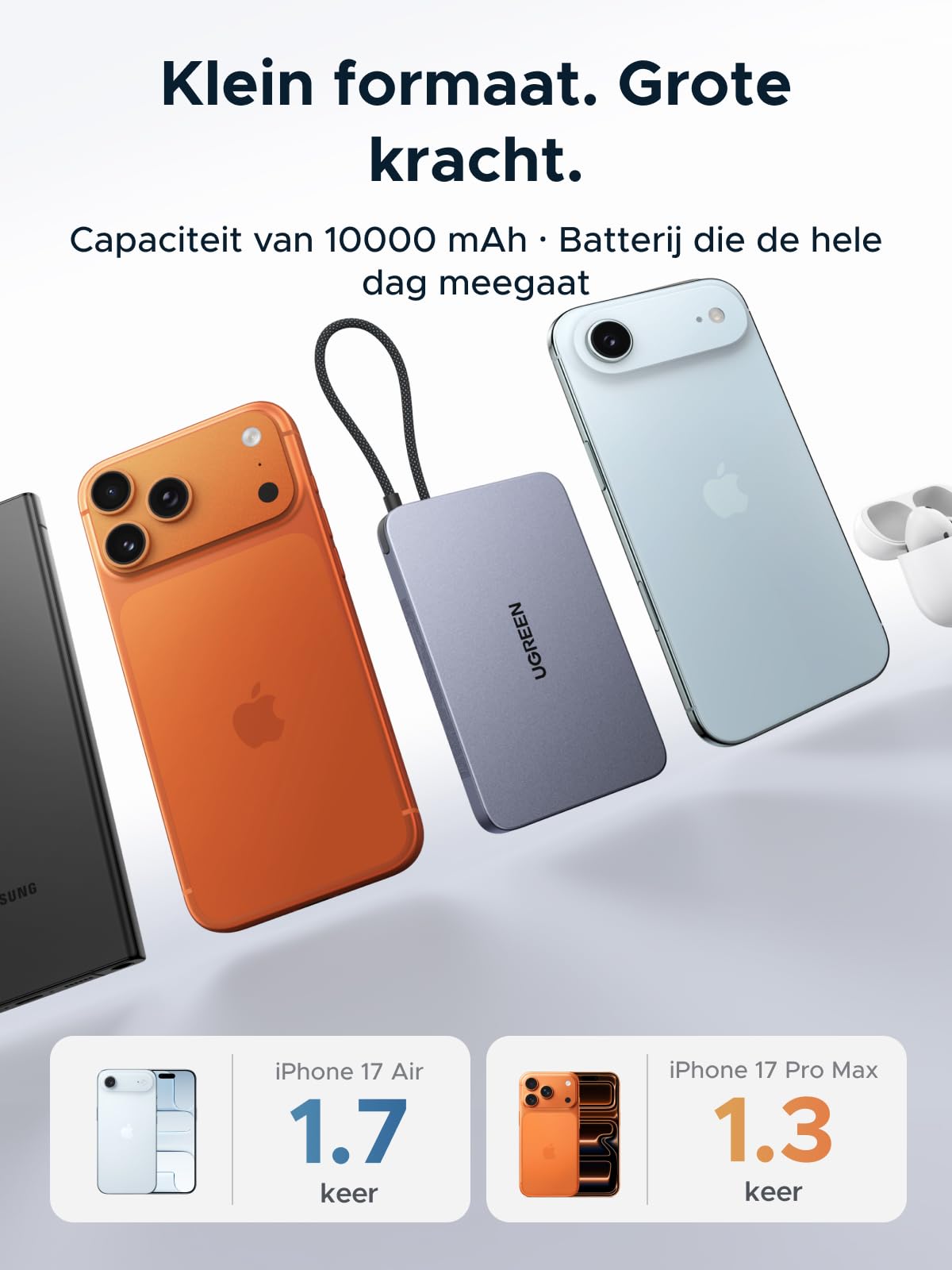 UGREEN MagFlow Air Magnetische Powerbank (10000mAh, Qi2 15W)