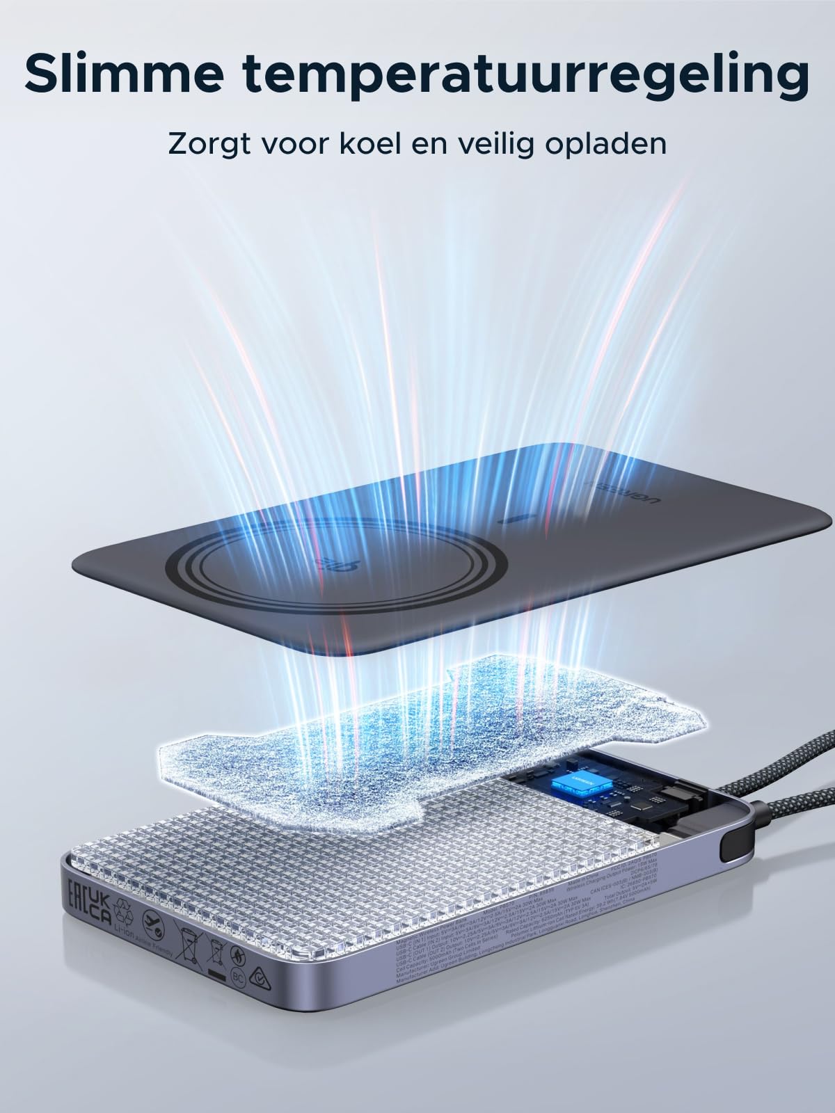 UGREEN MagFlow Air Magnetische Powerbank (10000mAh, Qi2 15W)