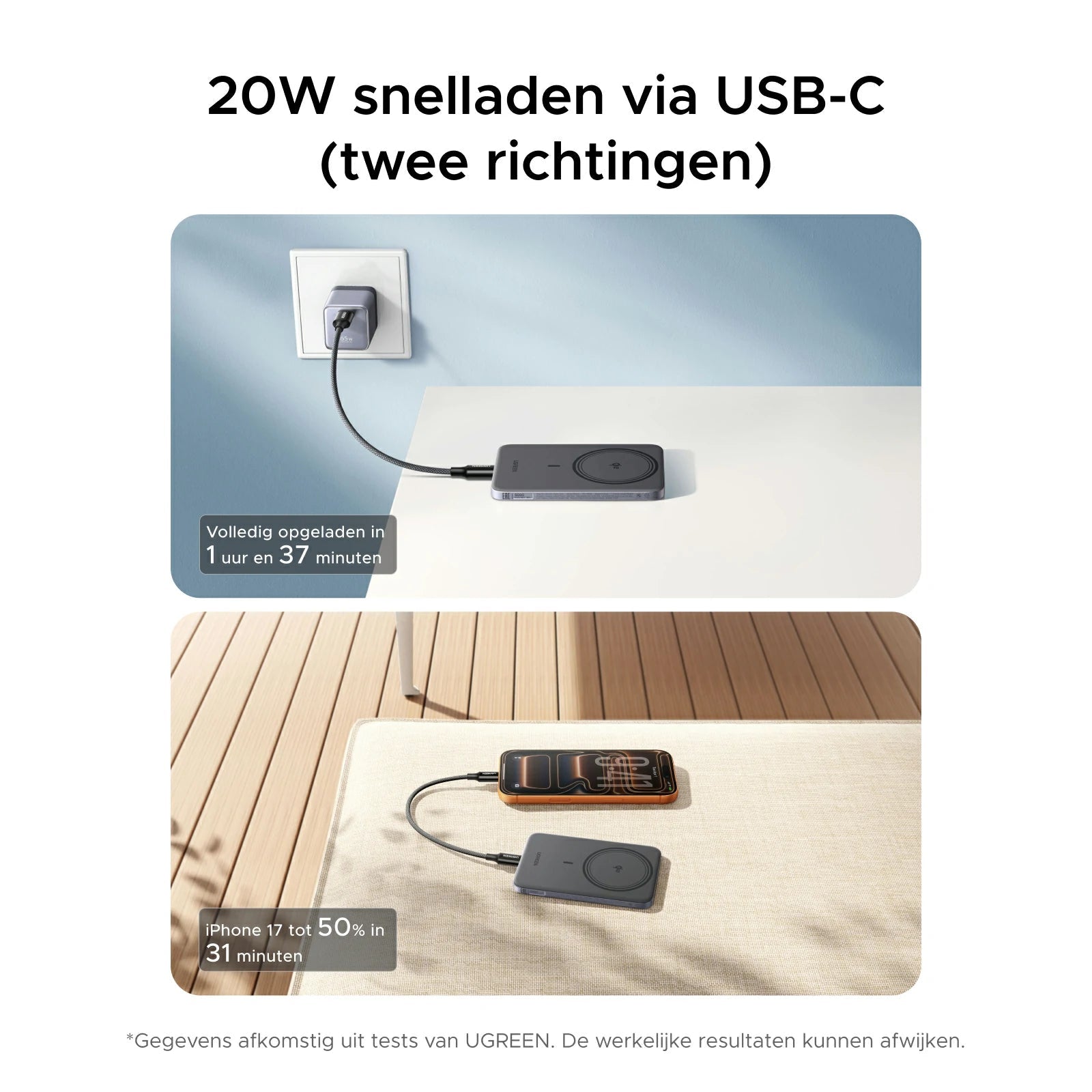 UGREEN MagFlow Air Magnetische Powerbank (5000mAh, Qi2 15W)