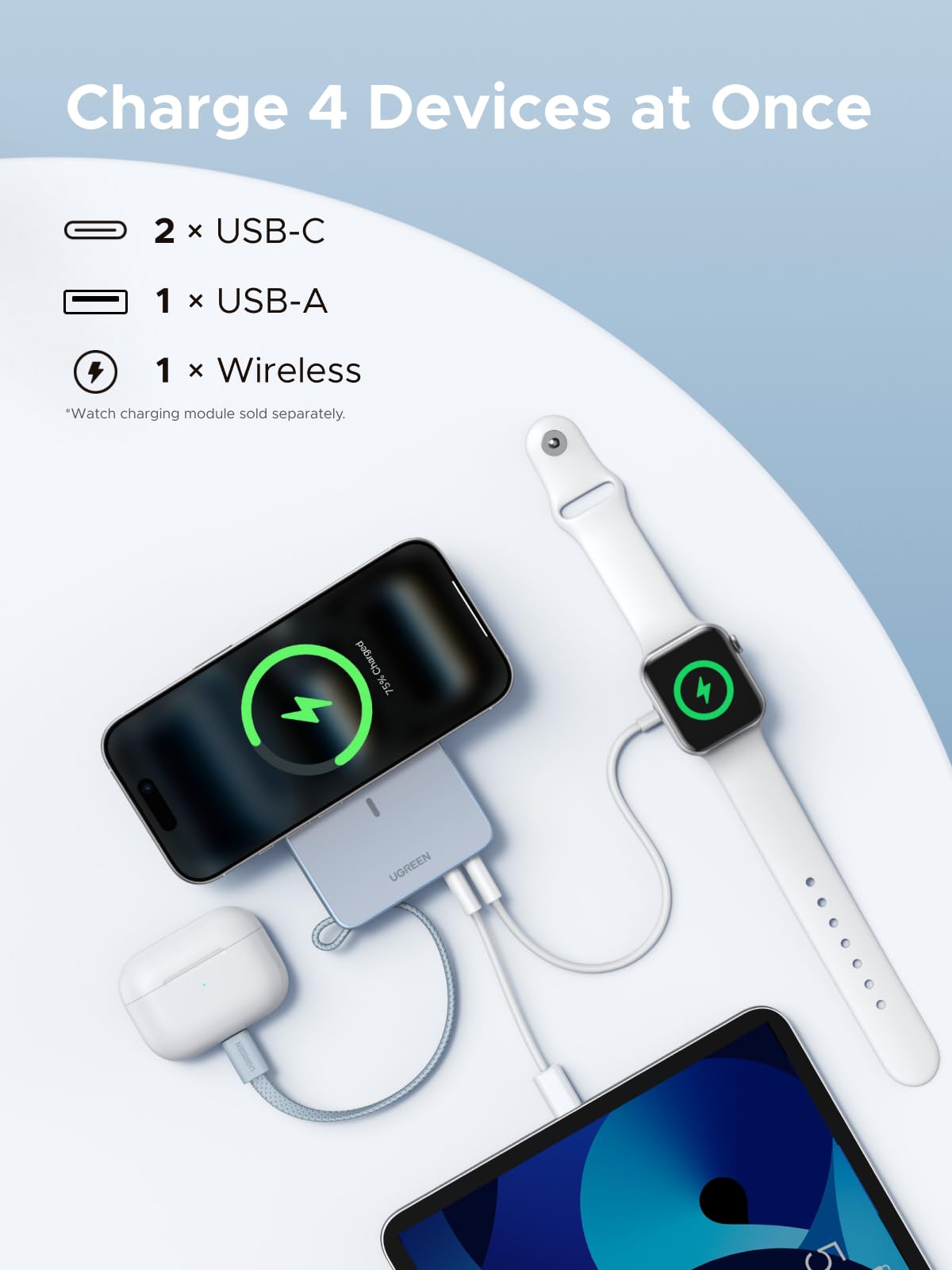 UGREEN MagFlow Magnetische Draadloze Powerbank 20000mAh 45W (MagSafe - compatibel)