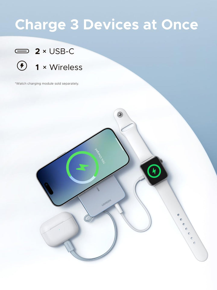 UGREEN MagFlow Powerbank (10000mAh, Qi2 25W, MagSafe - compatibel)