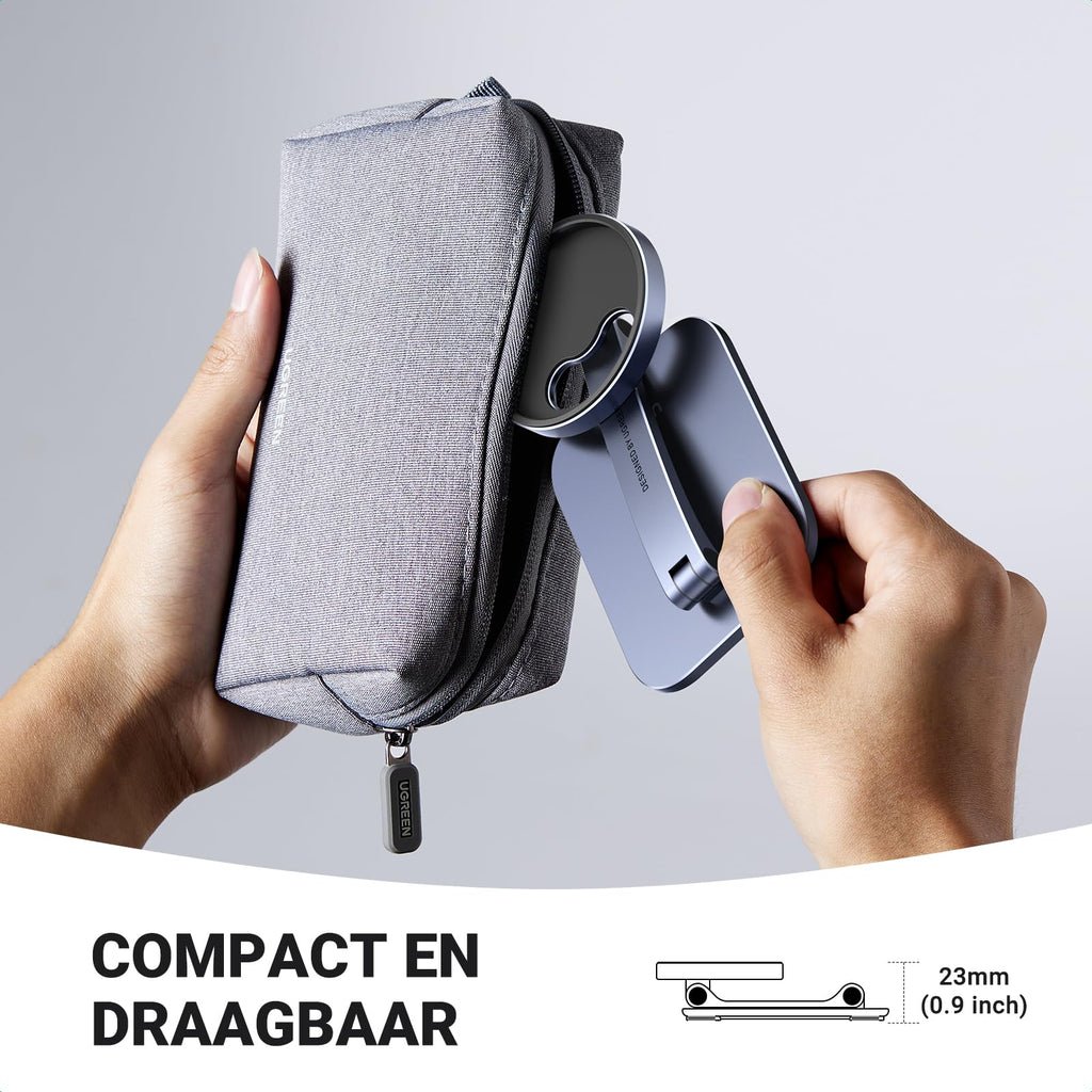 UGREEN MagSafe Telefoon Standaard iPhone StandBy Modus Houder In Hoogte en Hoek Verstelbaar Opvouwbare Draagbare Aluminium Houder Compatibel met iPhone 15 Pro Max 15 Plus 14 13 12, MagSafe Hoes