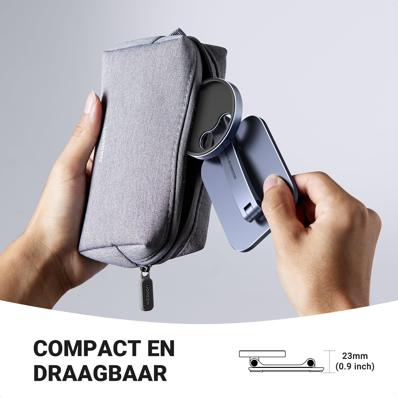 UGREEN MagSafe Telefoon Standaard iPhone StandBy Modus Houder In Hoogte en Hoek Verstelbaar Opvouwbare Draagbare Aluminium Houder Compatibel met iPhone 15 Pro Max 15 Plus 14 13 12, MagSafe Hoes