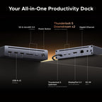 UGREEN Maxidok 10 - in - 1 Thunderbolt™ 5 Dockingstation met Gigabit Ethernet – Dual 6K/8K - display voor Mac & Windows