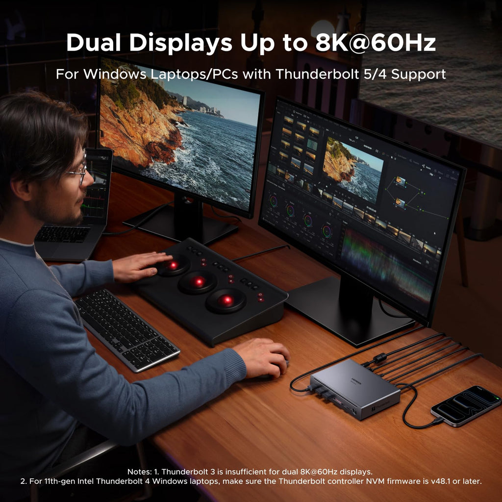 UGREEN Maxidok 10 - in - 1 Thunderbolt™ 5 Dockingstation met Gigabit Ethernet – Dual 6K/8K - display voor Mac & Windows