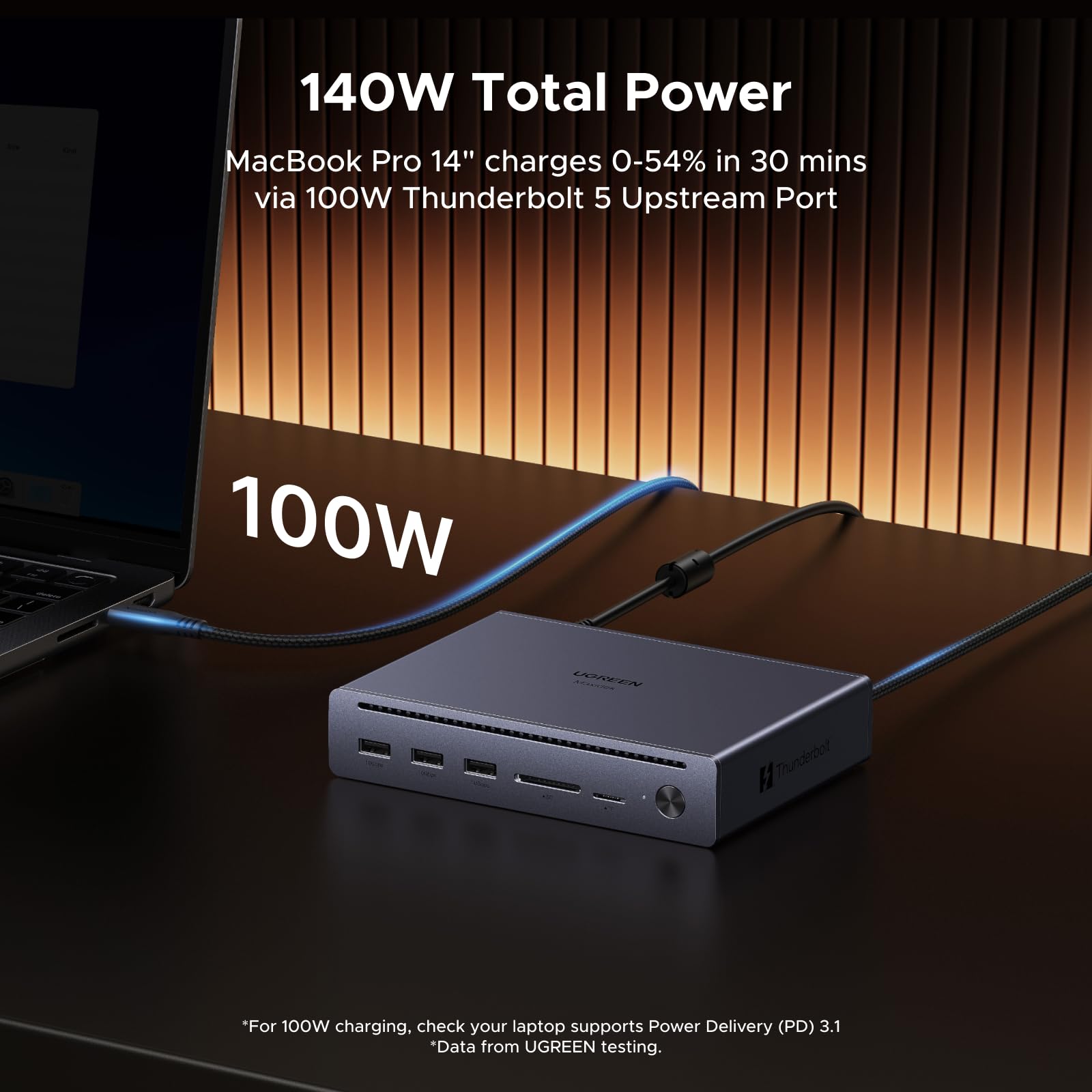 UGREEN Maxidok 10 - in - 1 Thunderbolt™ 5 Dockingstation met Gigabit Ethernet – Dual 6K/8K - display voor Mac & Windows