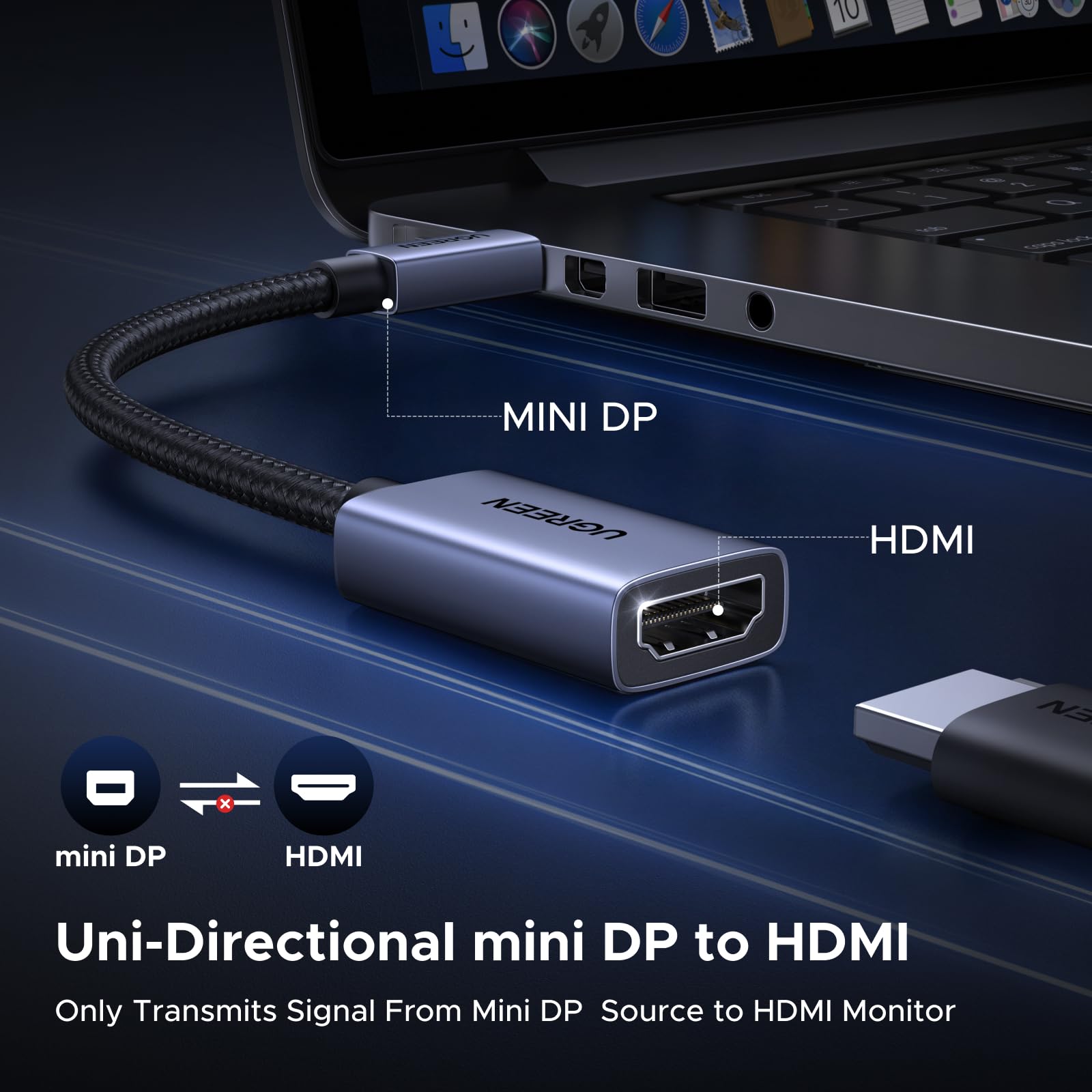 UGREEN Mini DisplayPort naar HDMI - adapter (4K@30Hz, Unidirectioneel, voor Thunderbolt 1/2)