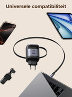 UGREEN Nexode 65W Oplader met Retractable USB - C - kabel