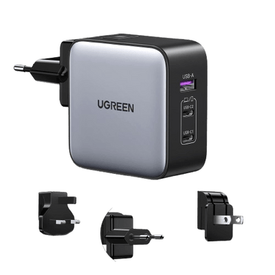 UGREEN Nexode 65W USB C GaN Oplader met 3 poorten met EU/US/UK Stekker