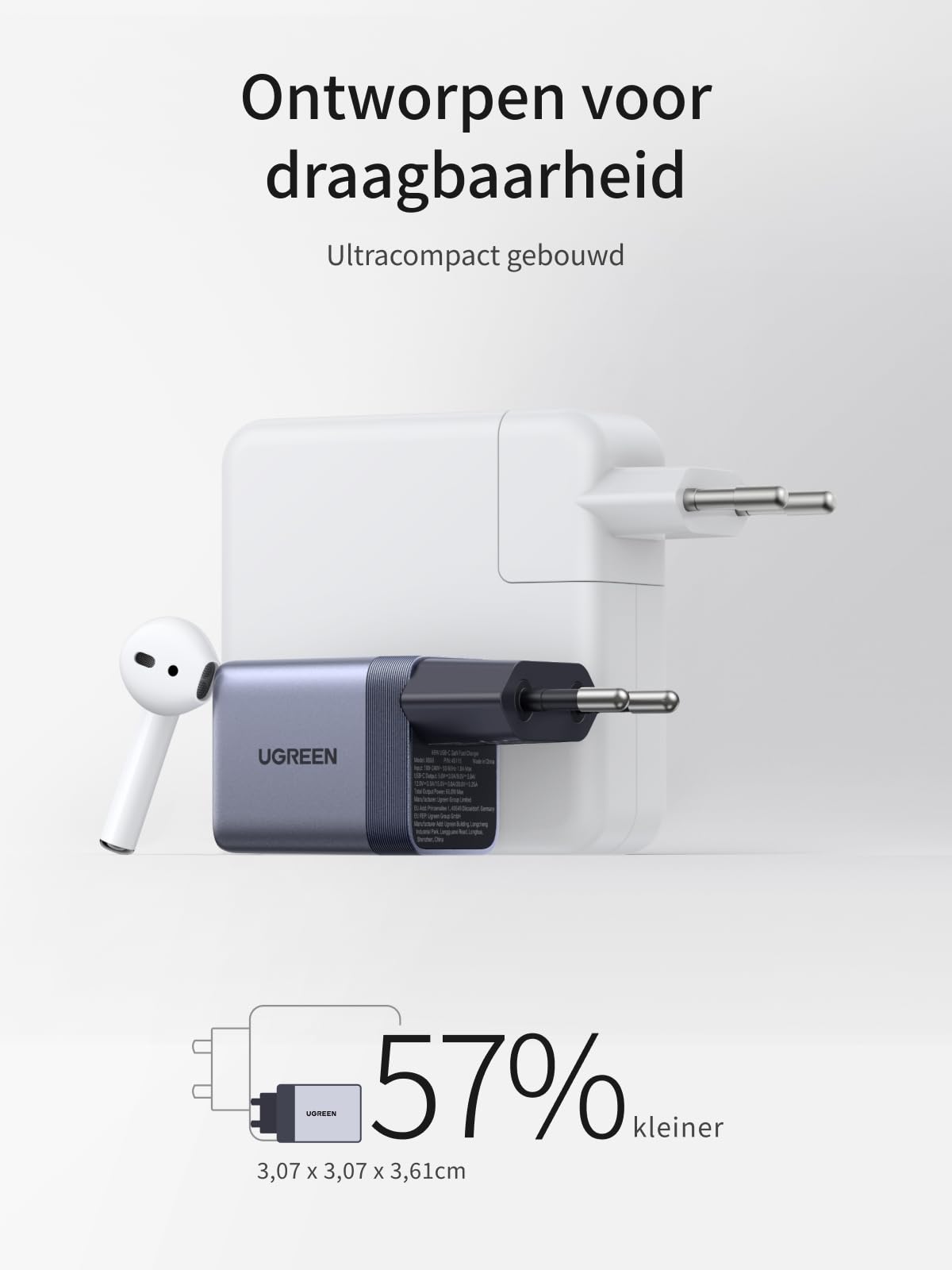 UGREEN Nexode Air USB - C Oplader (45W, GaN, Opvouwbare Stekker)
