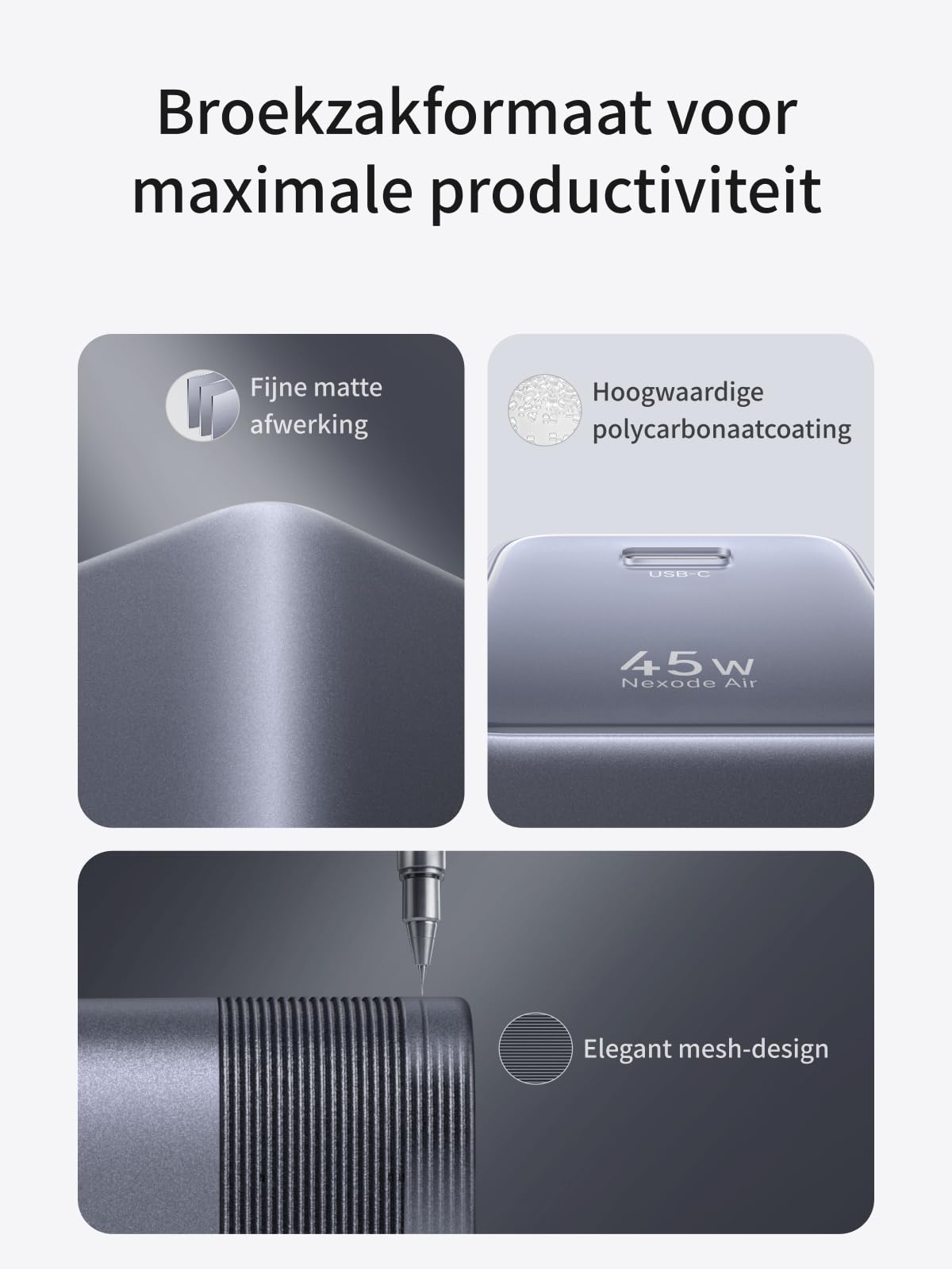 UGREEN Nexode Air USB - C Oplader (45W, GaN, Opvouwbare Stekker)