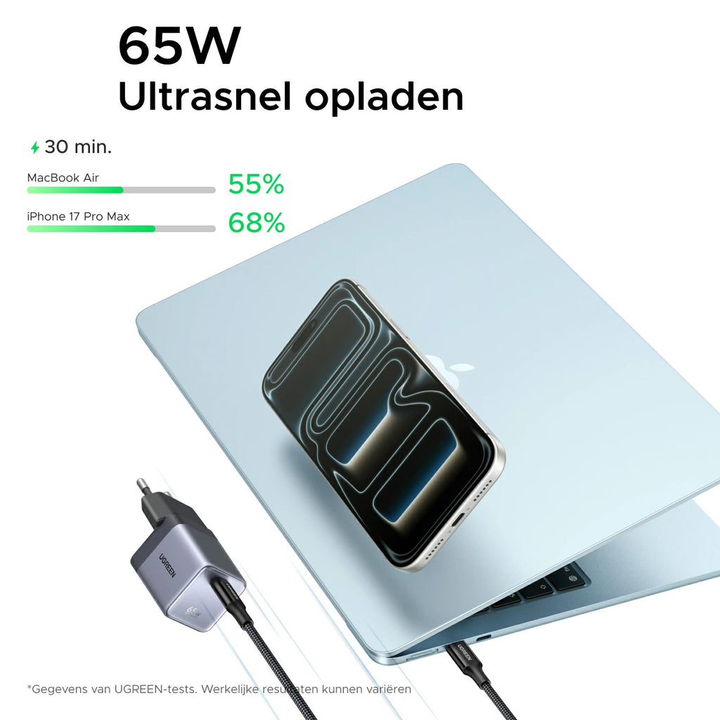 UGREEN Nexode Air USB - C Oplader (65W, GaN)