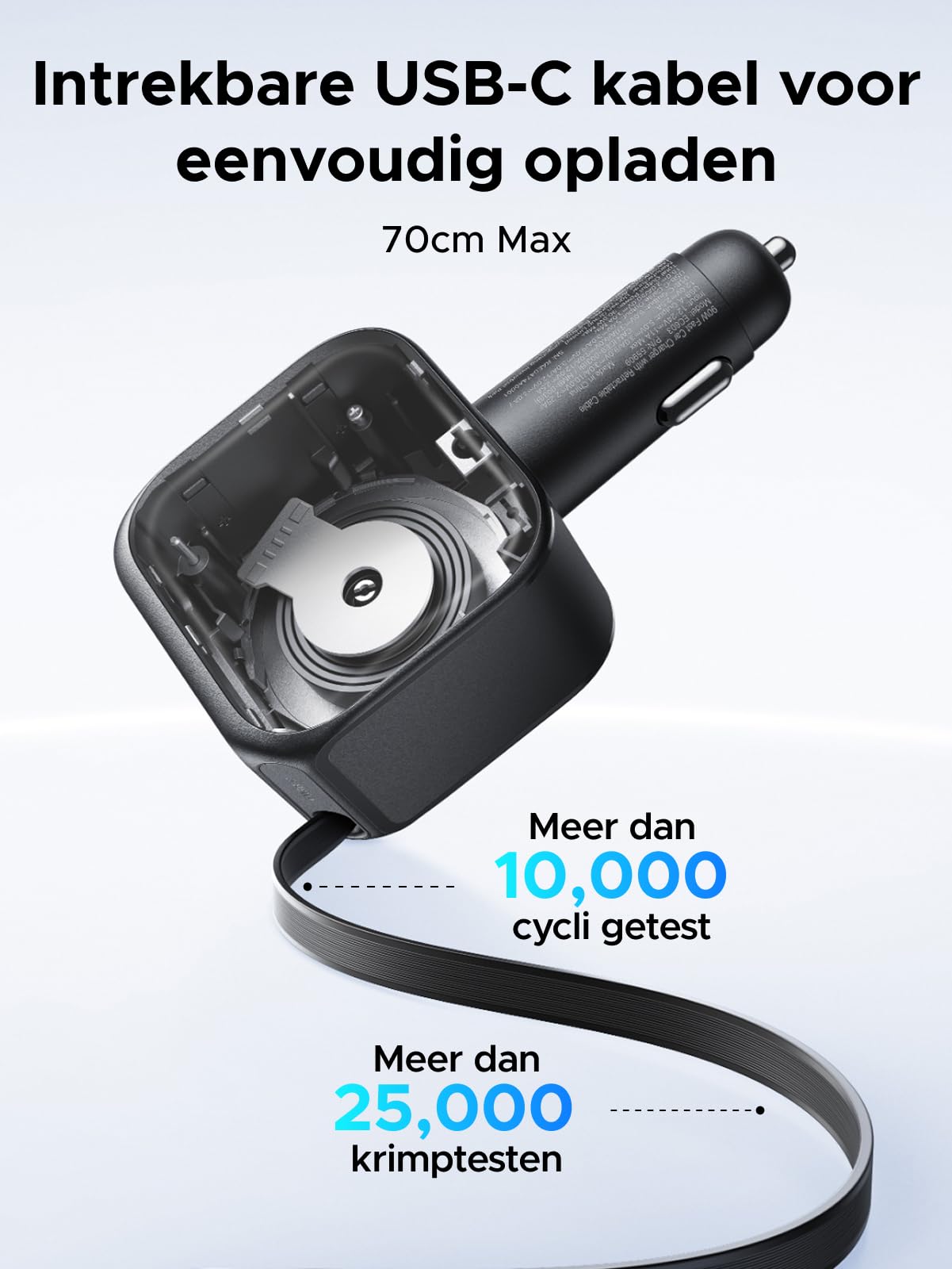 UGREEN Nexode Autolader 60W met Retractable USB - C - kabel