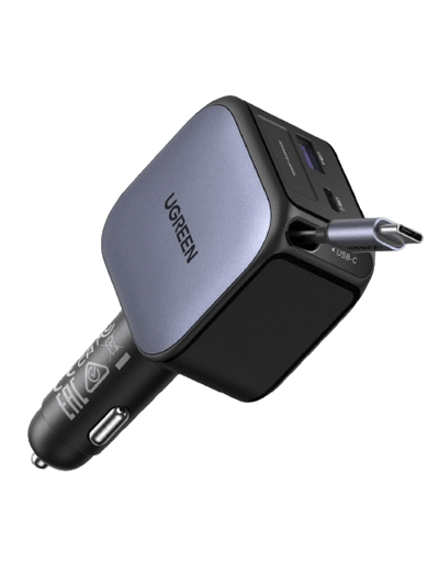 UGREEN Nexode Autolader 90W met Retractable USB-C-kabel