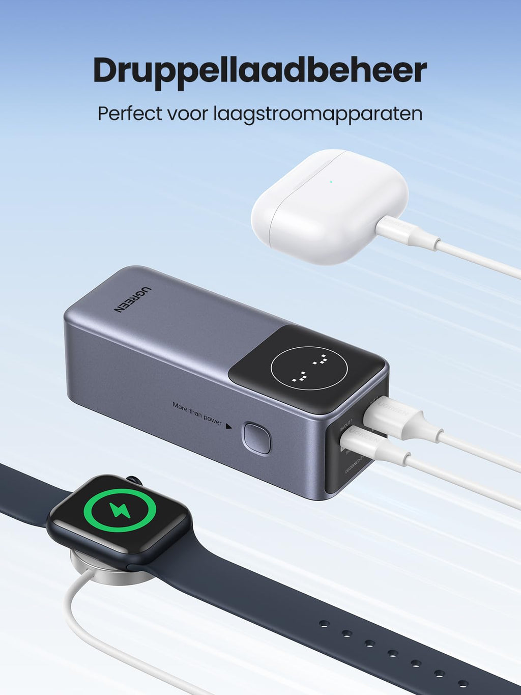UGREEN Nexode Power Bank 12000mAh 100W powerbank met 2 poorten, externe batterij met digitaal display, USB C PD 3.0, compatibel met iPhone 15/14 Pro Max, Galaxy S24 Ultra, iPad meer