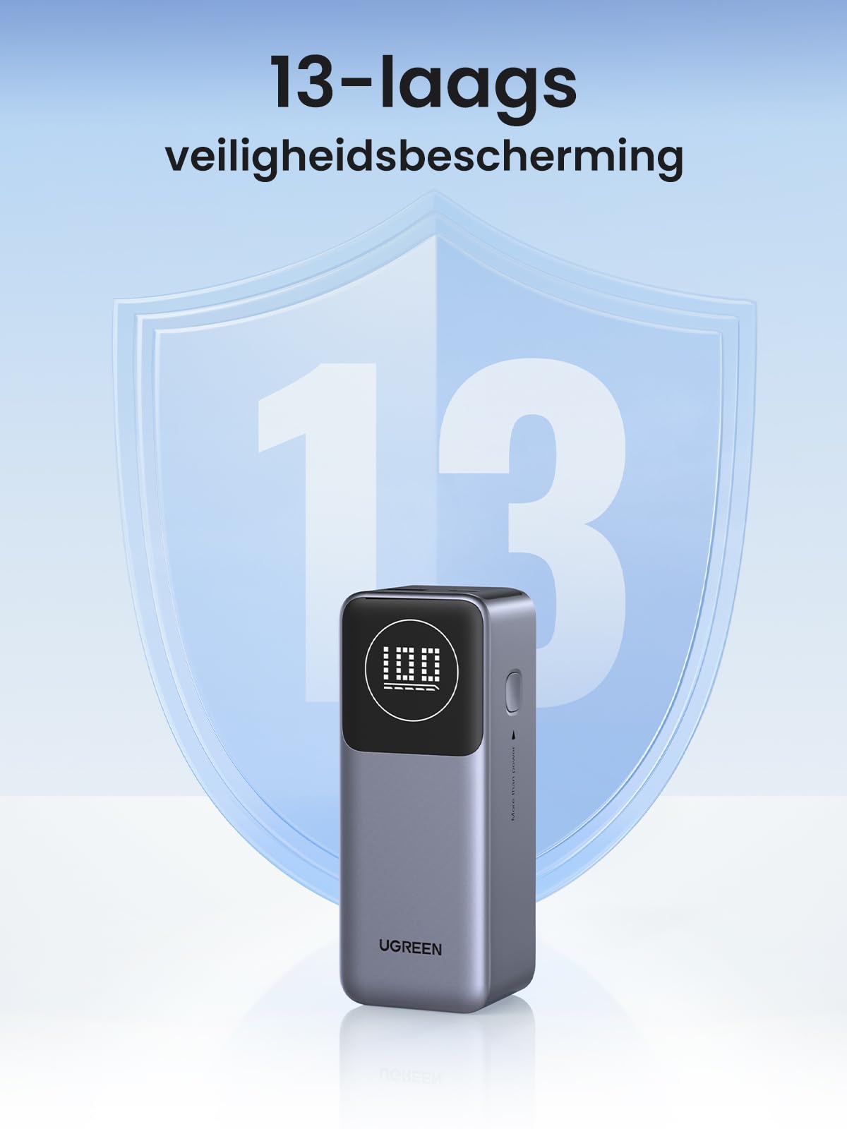 UGREEN Nexode Power Bank 12000mAh 100W powerbank met 2 poorten, externe batterij met digitaal display, USB C PD 3.0, compatibel met iPhone 15/14 Pro Max, Galaxy S24 Ultra, iPad meer