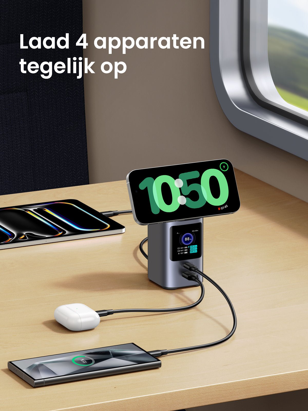 UGREEN Nexode Power Bank 20000mAh 145W Max Qi2-certificering, 15W draadloos snel opladen -laad 4 apparaten tegelijk op
