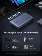 UGREEN Nexode Power Bank (20000mAh, 145W, USB - C geïntegreerde kabel)