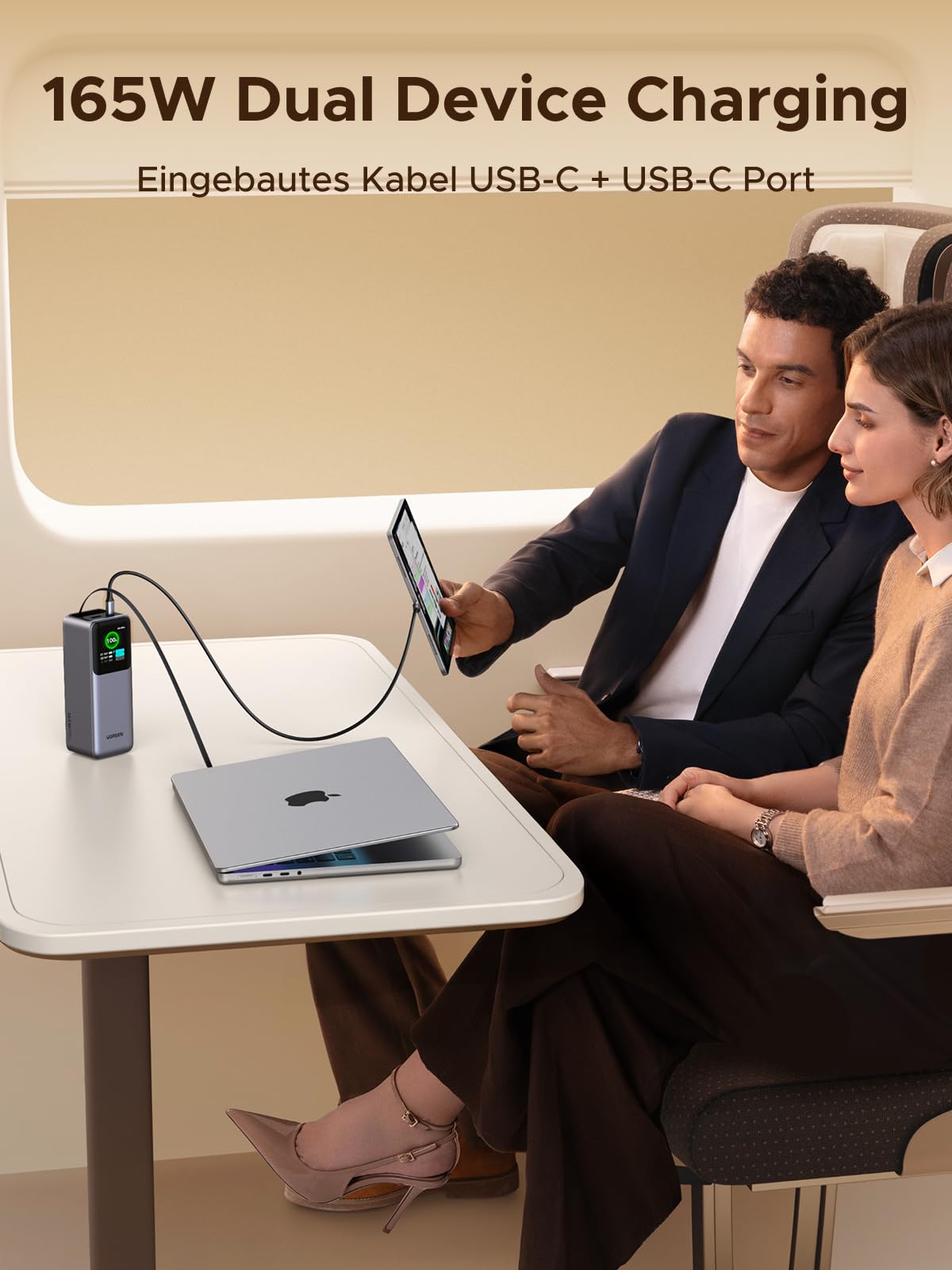 UGREEN Nexode Power Bank 20000mAh 165W met Retractable USB - C - kabel