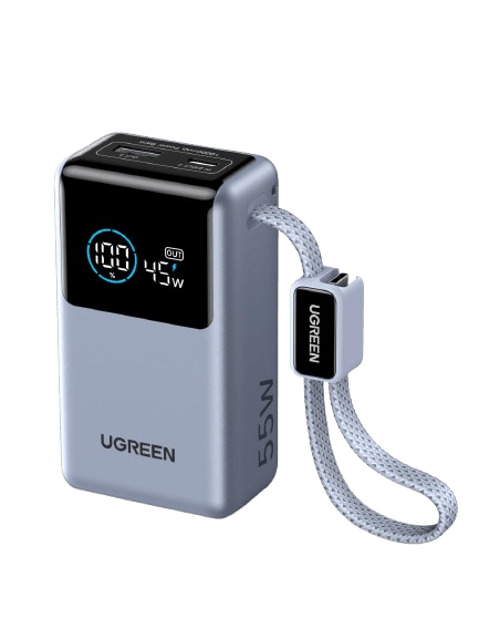 UGREEN Nexode Powerbank 10000mAh 55W met geïntegreerde USB-C-kabel