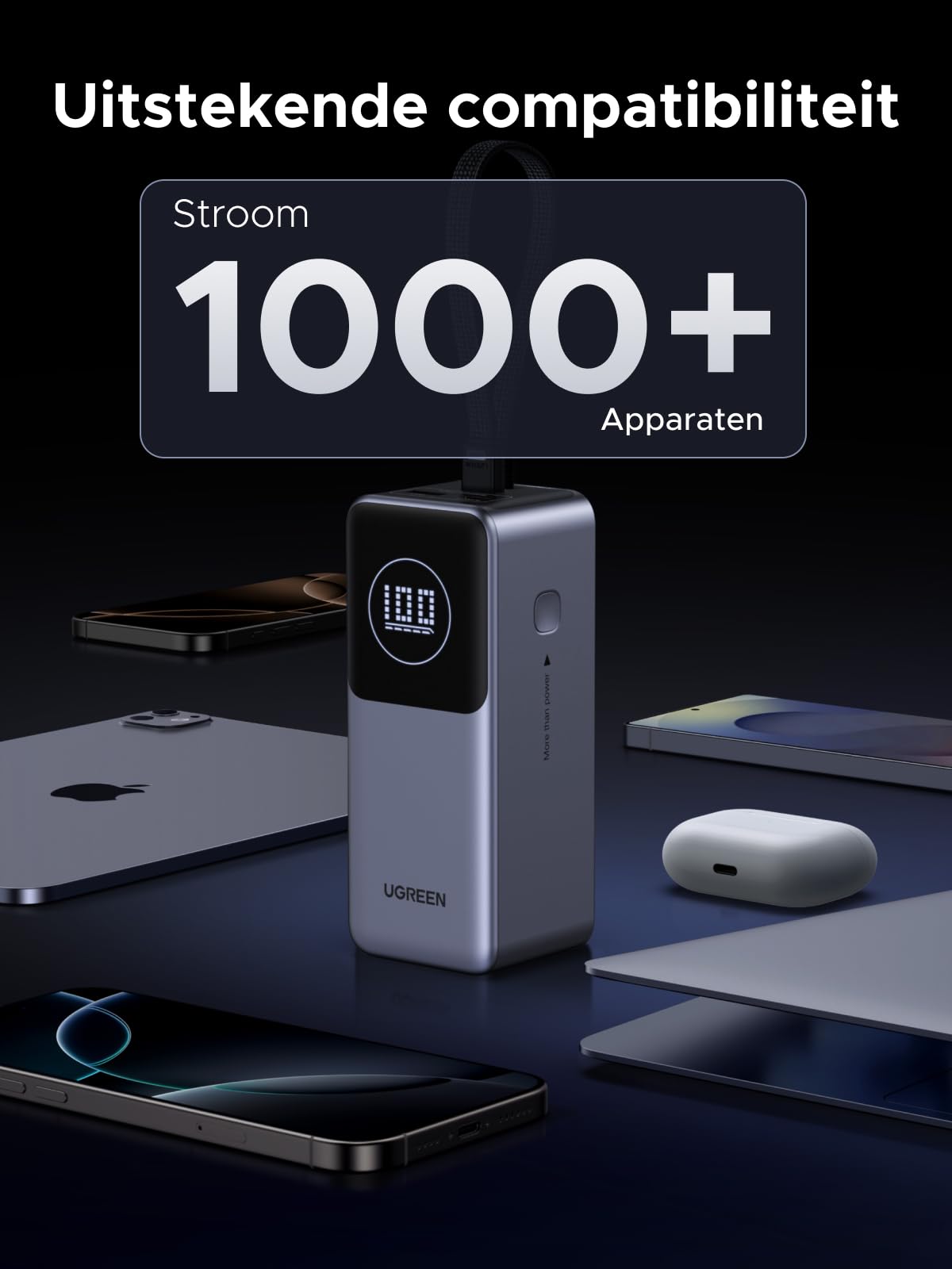 UGREEN Nexode Powerbank 20000mAh 100W met ingebouwde kabel