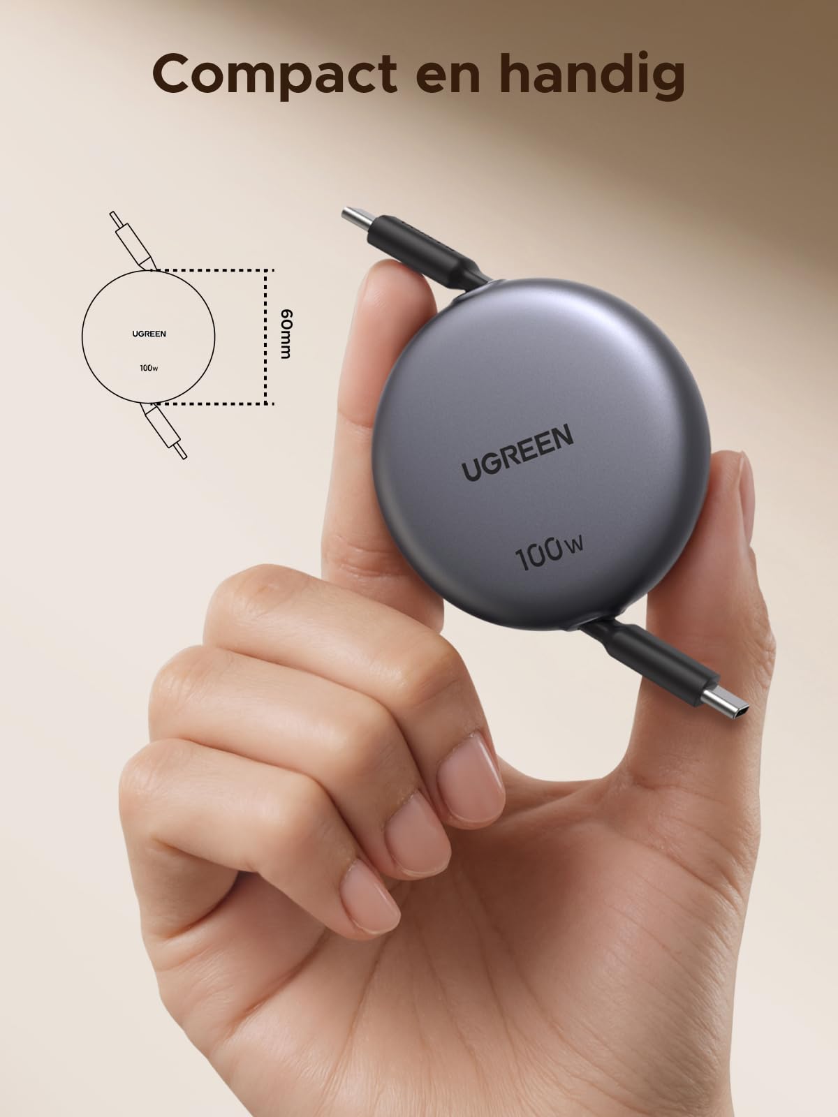UGREEN Nexode Retractable USB - C - kabel 100W