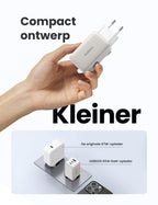 UGREEN Nexode USB C - oplader 65W USB C - Charger 3 - poorts GaN PD - oplader PPS compatibel met MacBook Pro/Air, iPhone 16 Pro Max/16 Pro/115 Pro Max/15 Pro/14, iPad Pro, Galaxy S24 Ultra/S23/ S22 (wit)