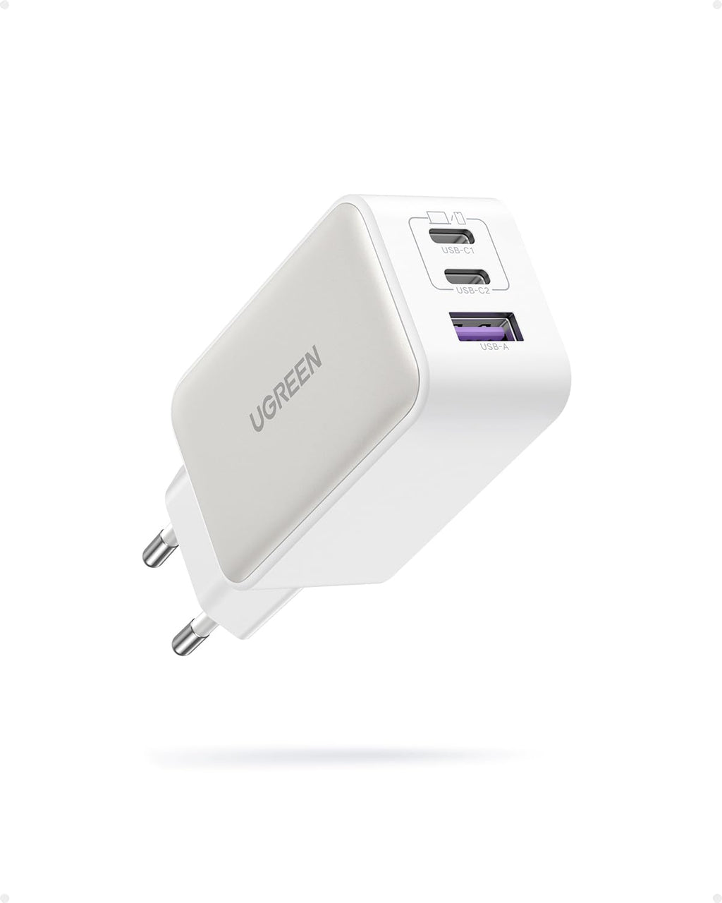 UGREEN Nexode USB C - oplader 65W USB C - Charger 3 - poorts GaN PD - oplader PPS compatibel met MacBook Pro/Air, iPhone 16 Pro Max/16 Pro/115 Pro Max/15 Pro/14, iPad Pro, Galaxy S24 Ultra/S23/ S22 (wit)