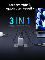 UGREEN Nexode X 65W USB-C GaN Oplader met 3 Poorten -stroom voor 3 apparaten tegelijk