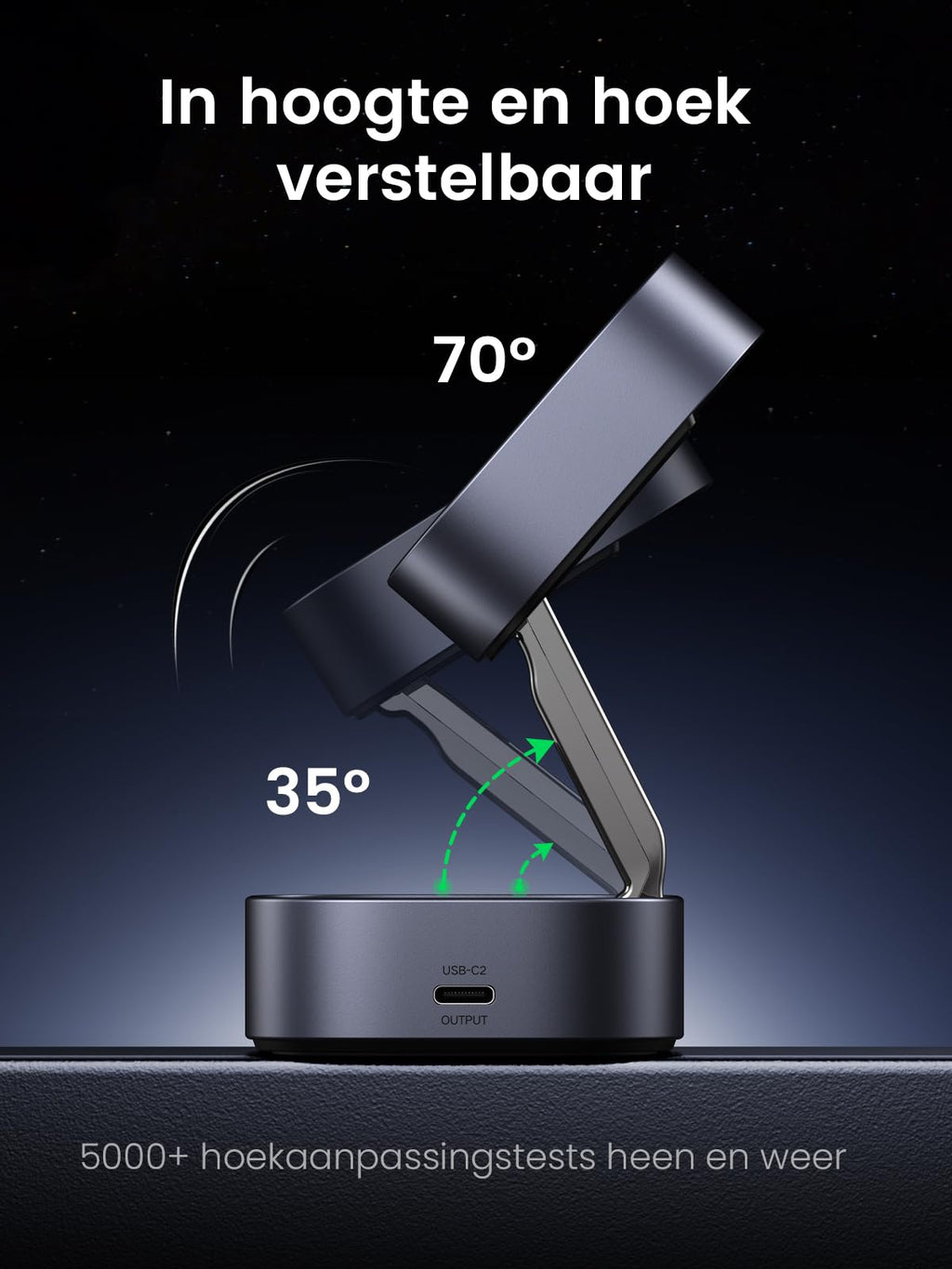 UGREEN 2-in-1 15W Qi Draadloze Oplader -in hoogte en hoek verstelbaar