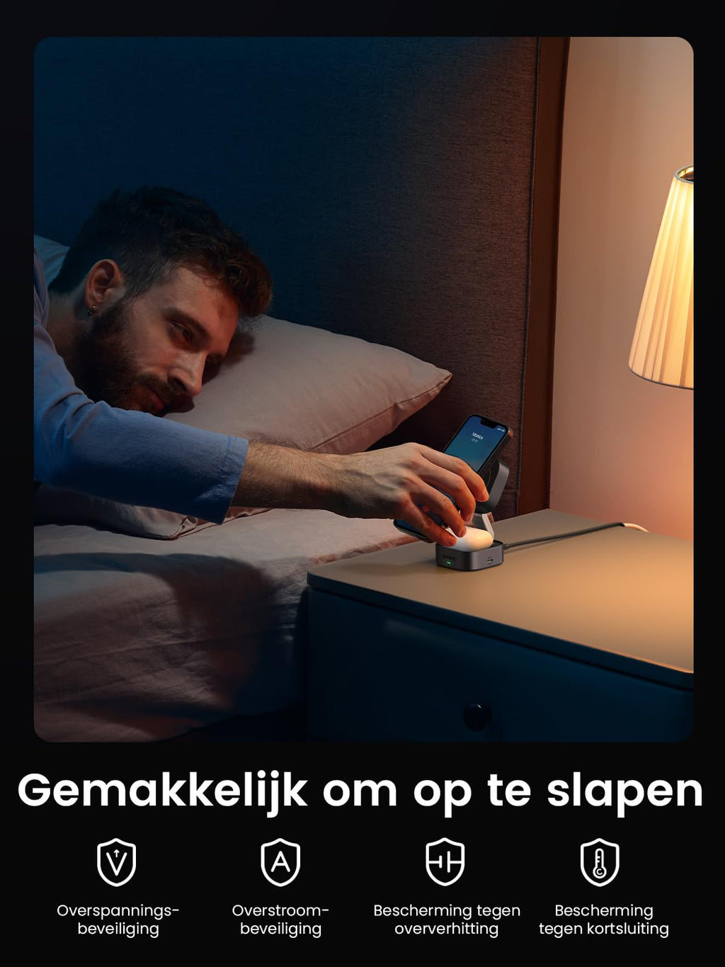 UGREEN 2-in-1 15W Qi Draadloze Oplader -gemakkelijk om op te slapen