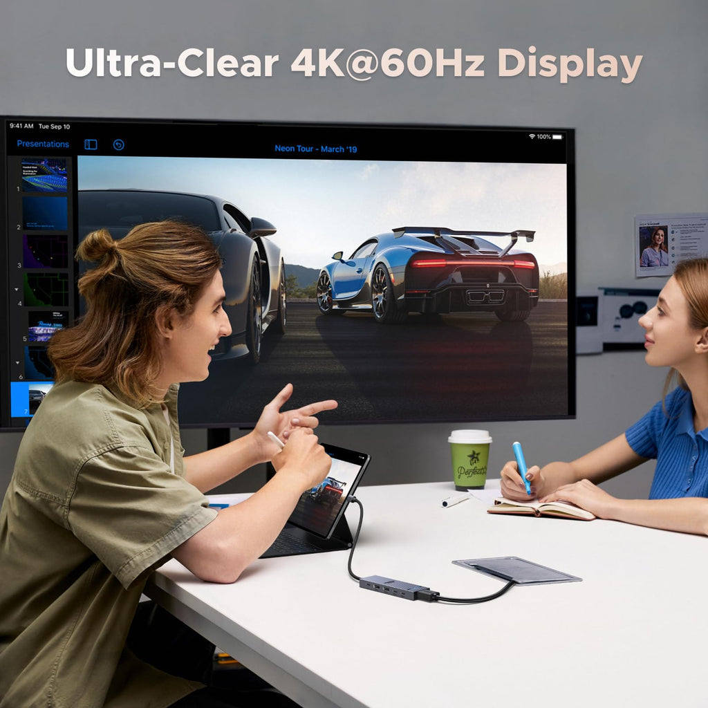 UGREEN Revodok 106 6-in-1 Dockingstation (10Gbps, 4K@60Hz, PD100W) -ultra-clear 4k@60hz display