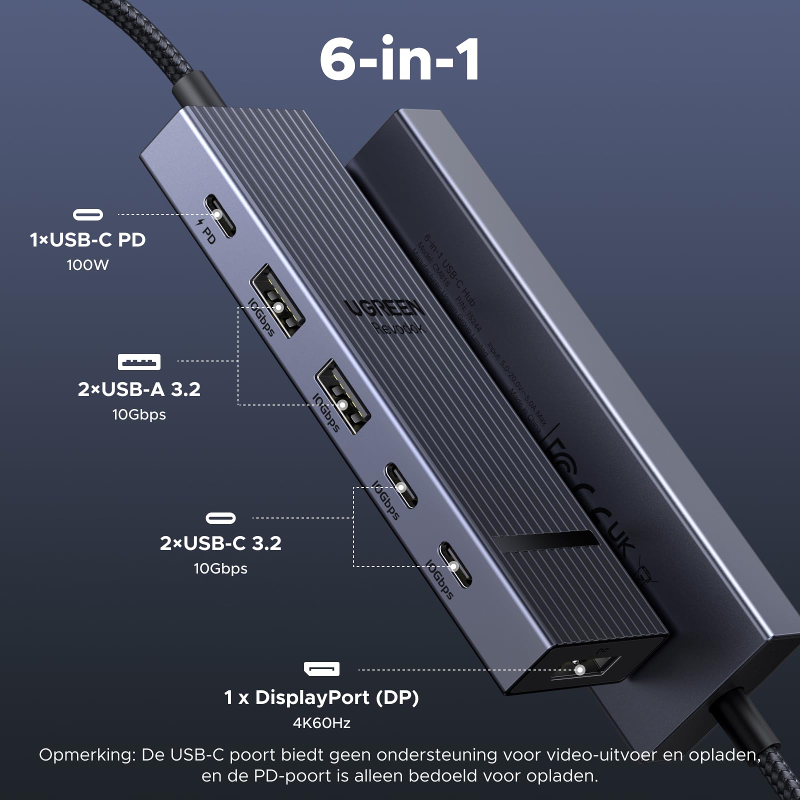 UGREEN Revodok 5 - in - 1 Docking Station (DP 4K@60Hz, 10Gbps, PD 100W)