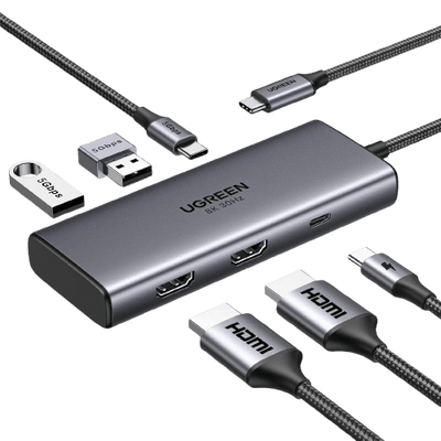 UGREEN Revodok 6-in-1 Docking Station - Dubbele Weergave