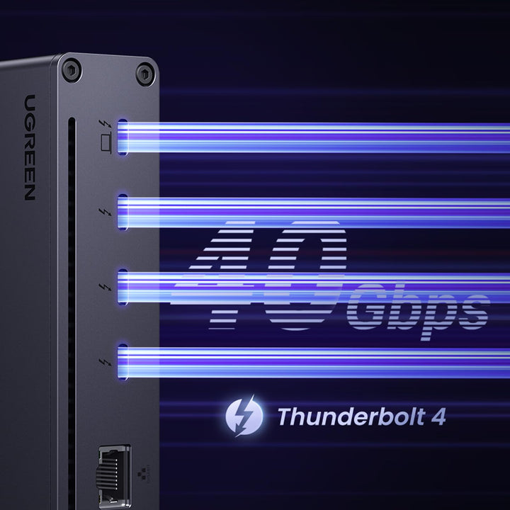 UGREEN Revodok Max 208 Thunderbolt 4 Dock 40 Gbps 8-in-1 dockingstation 3*Thunderbolt 4 (dubbel 4K bij 60 Hz, enkel 8K-scherm), 85 W opladen voor laptop, Gigabit Ethernet