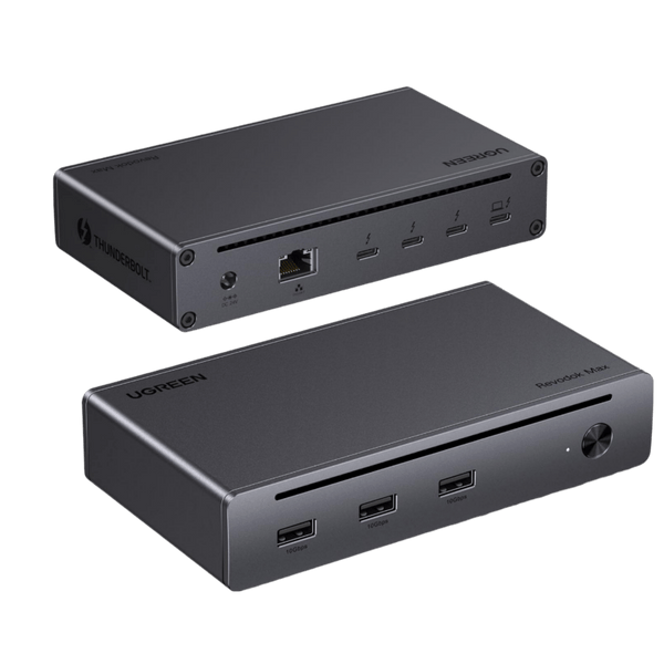 UGREEN Revodok Max 208 Thunderbolt 4 Dock 40 Gbps 8 - in - 1 dockingstation 3*Thunderbolt 4 (dubbel 4K bij 60 Hz, enkel 8K - scherm), 85 W opladen voor laptop, Gigabit Ethernet