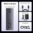 UGREEN Revodok Max 213 Thunderbolt 4 Dock 40Gbps (dubbel 4K bij 60 Hz, enkel 8K-scherm), 13-in-1 dockingstation 90W opladen voor laptop, 2,5 Gbps Ethernet, microSD&SD 4.0, 3,5 mm Aux