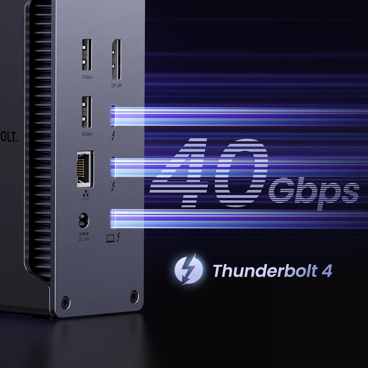 UGREEN Revodok Max 213 Thunderbolt 4 Dock 40Gbps (dubbel 4K bij 60 Hz, enkel 8K-scherm), 13-in-1 dockingstation 90W opladen voor laptop, 2,5 Gbps Ethernet, microSD&SD 4.0, 3,5 mm Aux