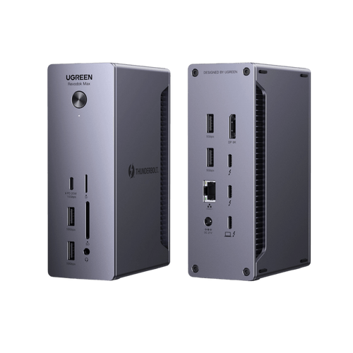 UGREEN Revodok Max 213 Thunderbolt 4 Dock 40Gbps (dubbel 4K bij 60 Hz, enkel 8K - scherm), 13 - in - 1 dockingstation 90W opladen voor laptop, 2,5 Gbps Ethernet, microSD&SD 4.0, 3,5 mm Aux