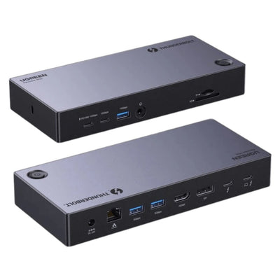 UGREEN Revodok Max 313 Thunderbolt 4 Dock 40Gbps Dockingstation met drie schermen (drievoudig 4K@60Hz, enkel 8K-scherm), 13-in-1 dockingstation 140W GaN-laadingang, microSD&SD 4.0, Ethernet, 3.5mm Aux