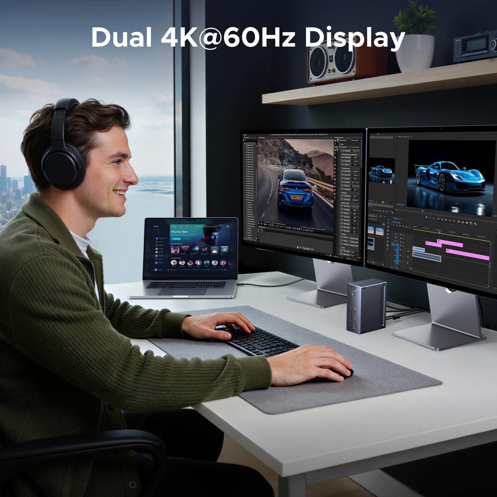UGREEN Revodok Max Thunderbolt 4 Dockingstation (40Gbps, Enkel 8K / Dubbel 4K@60Hz, 96W Opladen)