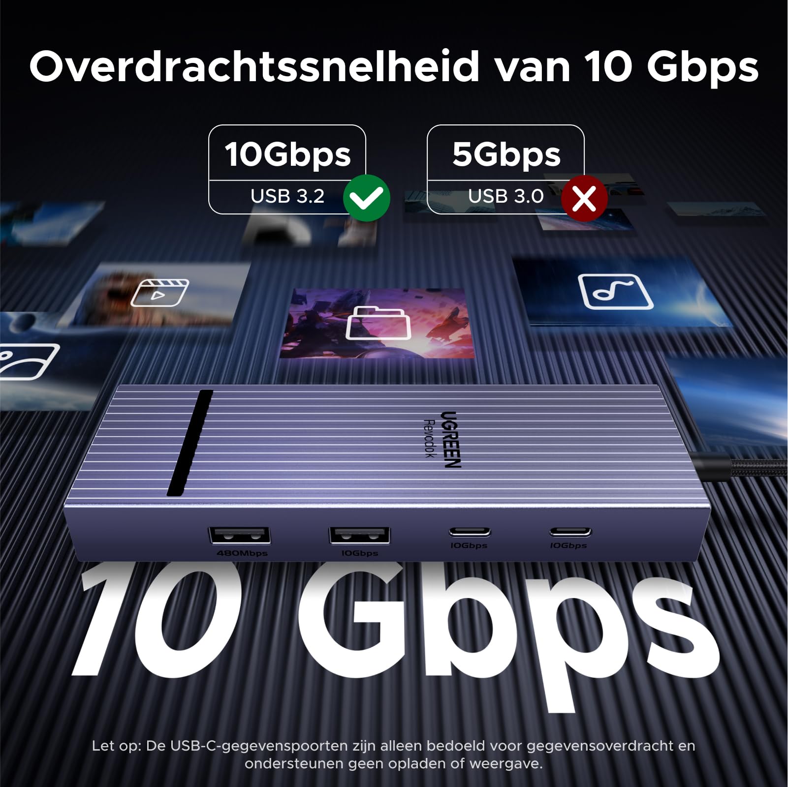 UGREEN Revodok Pro 1071 7 - IN - 1 USB - C - hub (4K@60Hz, 10Gbps, 100W PD)