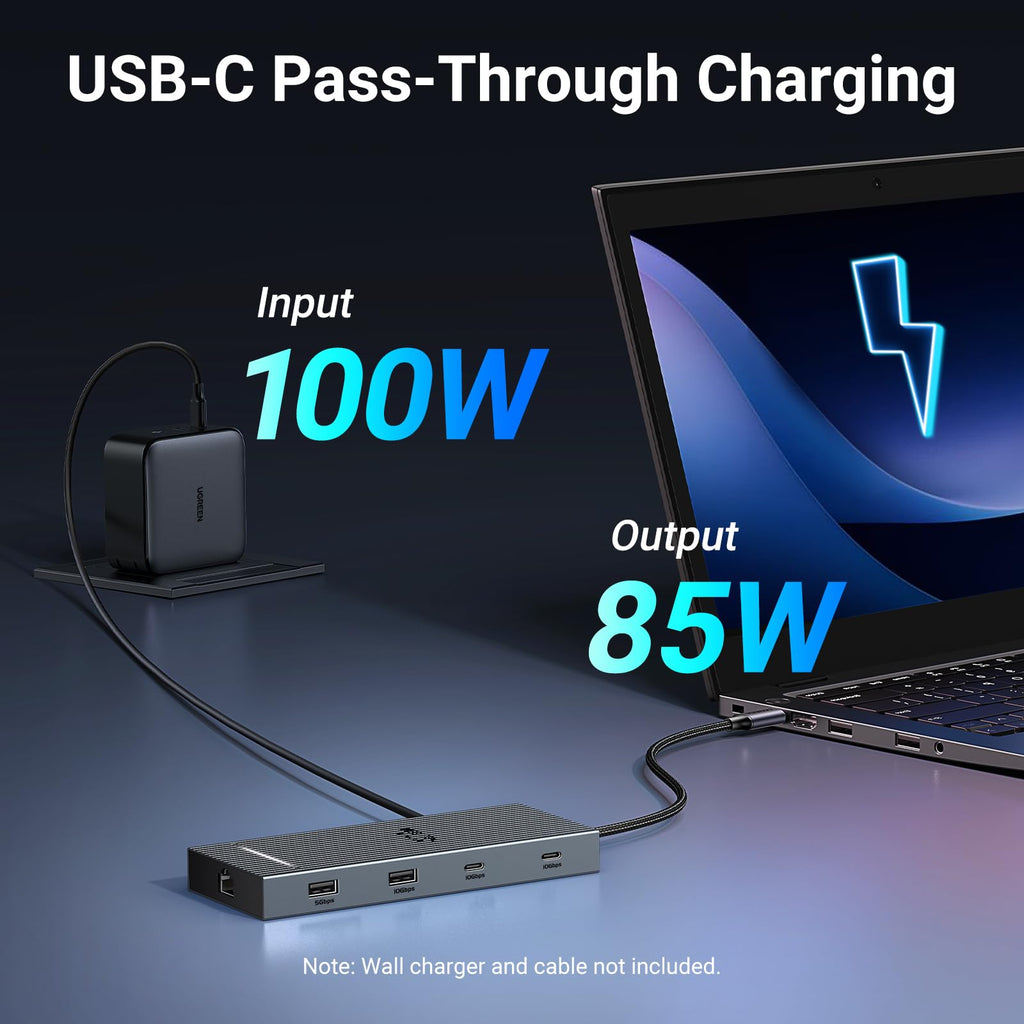 UGREEN Revodok Pro 10-in-1 Dockingstation (4K@60Hz, 10Gbps) -usb-c pass-through charging