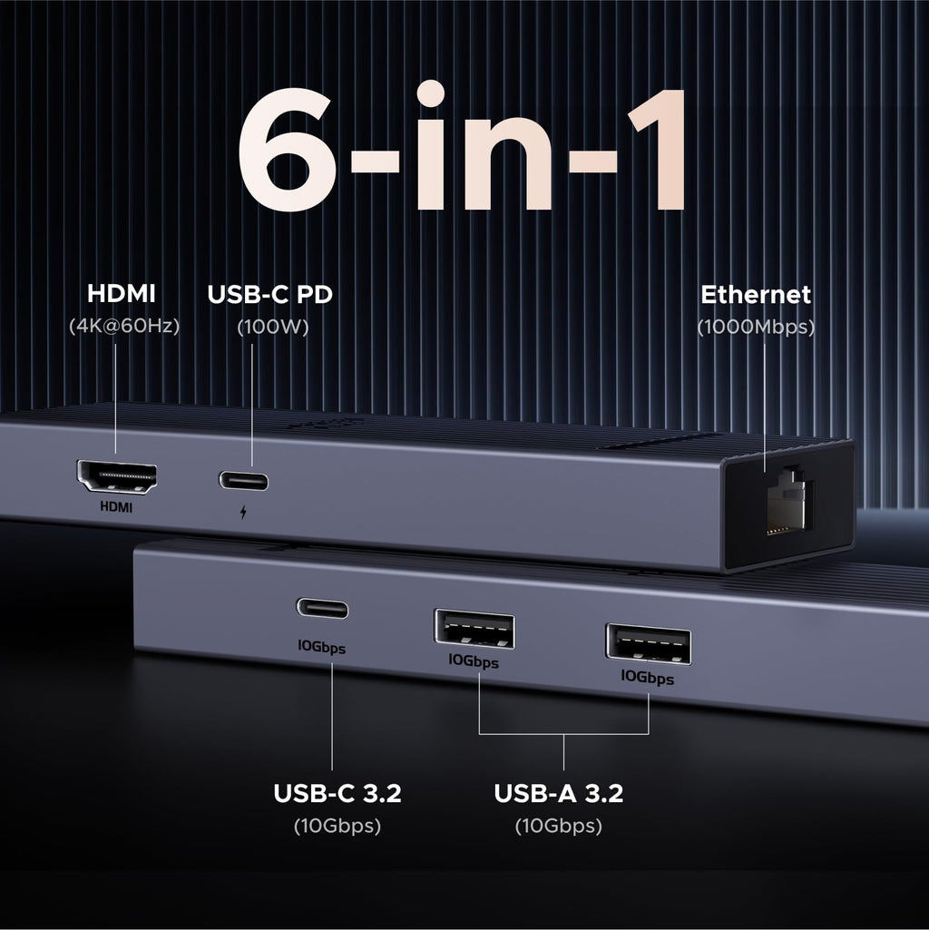 UGREEN Revodok Pro 6-in-1 Dockingsstation (4K@60Hz, 10Gbps) -6-in-1