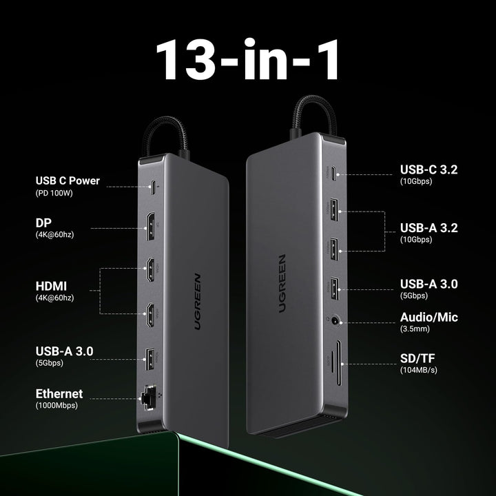 UGREEN Revodok Pro 13 IN 1 USB C Docking Station Triple Display 10Gbps USB C Ports