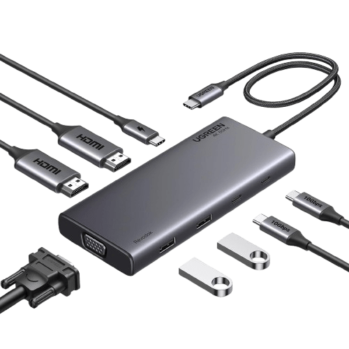 UGREEN Revodok Pro 308 Triple Display Docking Station USB C Hub 2HDMI VGA(4K@60Hz 10Gbps )