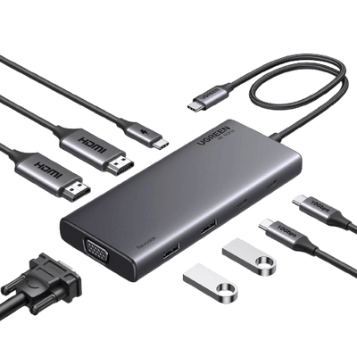 UGREEN Revodok Pro 308 Triple Display Docking Station USB C Hub 2HDMI VGA(4K@60Hz 10Gbps )