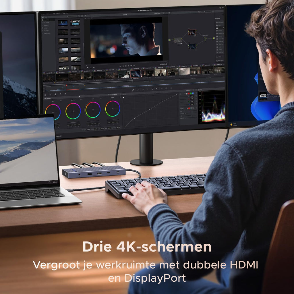 UGREEN Revodok Pro Dockingstation (drievoudige weergave, 4K@60Hz + 4K@120Hz, 100W PD)