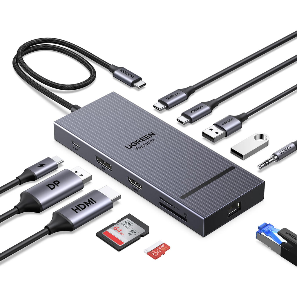 UGREEN Revodok Pro Dockingstation met dubbele 4K - display, 10Gbps USB en 100W PD