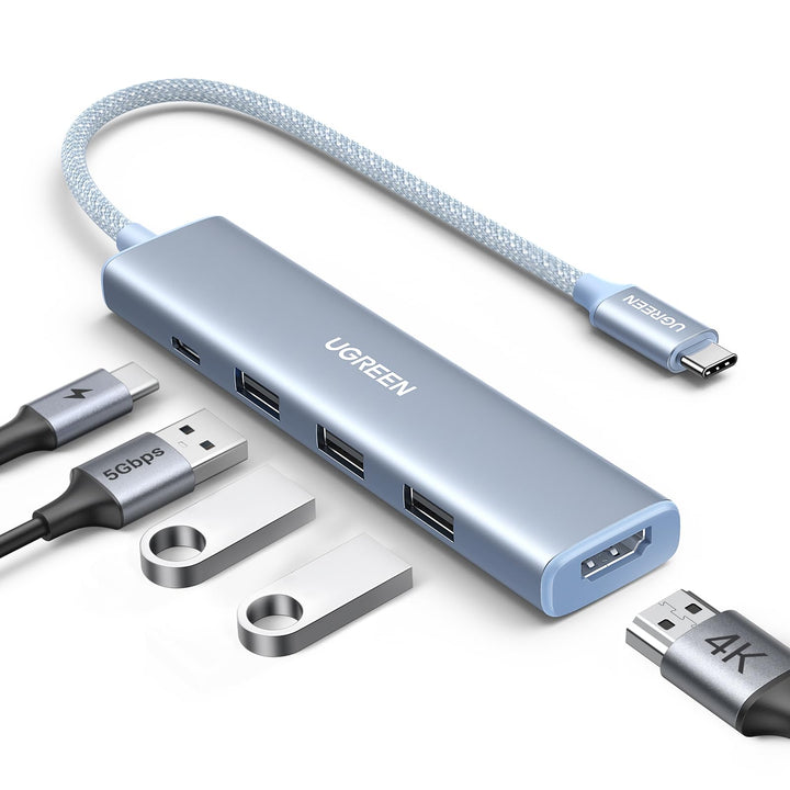 UGREEN Revodok USB C Hub Stijlvolle serie USB C - adapter PD100W, 4K HDMI (Blauw)